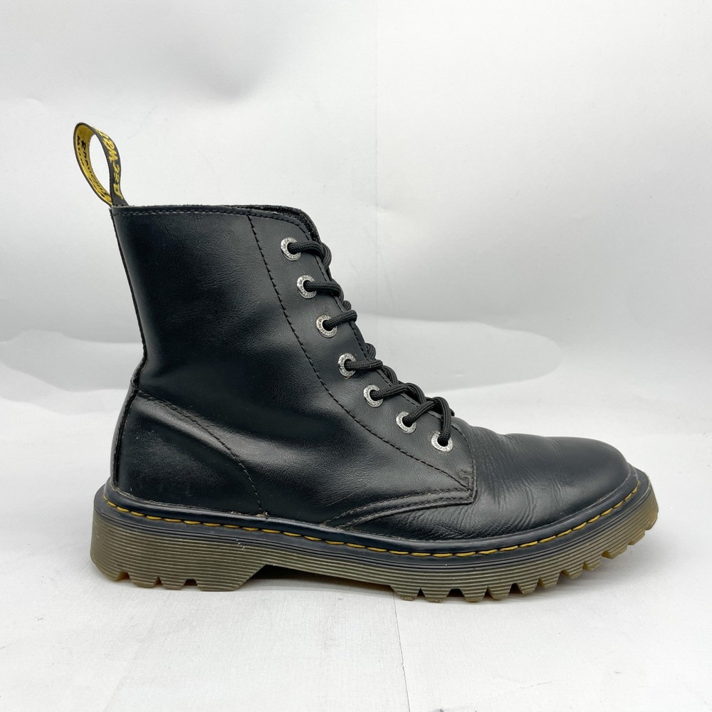 Dr Martens Luana Womens 9 Combat Boots Black Leather Grunge Punk Moto Biker Edgy